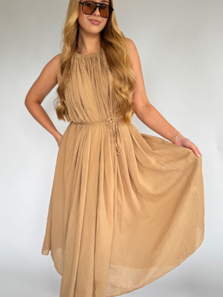 Bawełniana sukienka BELLA camel