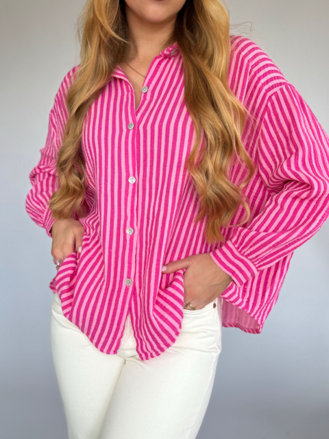 Koszula muślinowa paseczki pink Koszula muślinowa paseczki pink