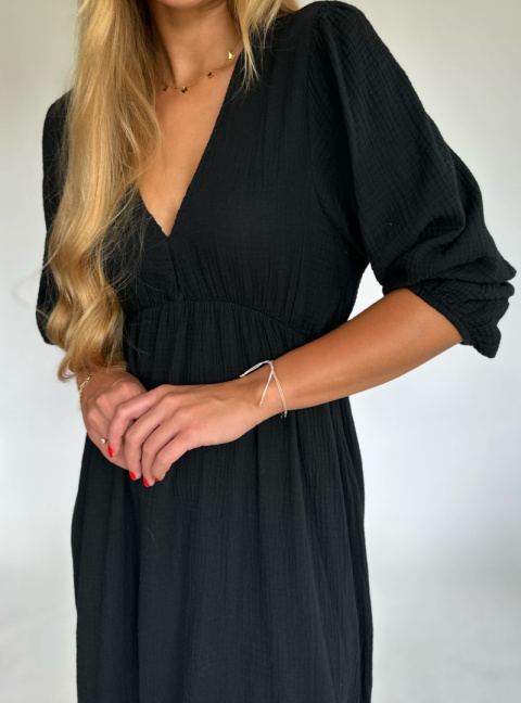 Sukienka muślinowa Carla czarna Sukienka muślinowa Carla czarna