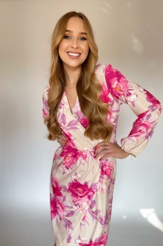 Sukienka premium VALERIA jasne kwiaty Sukienka premium VALERIA jasne kwiaty